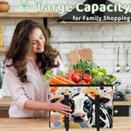Reusable Grocery Bags Heavy Duty Shopping Bags Foldable Large Tote Bags with Long Handles & Hard Bottom