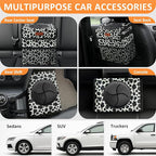 3 Gallons Car Trash Can with Lid, Car Bag Bin Hanging Waterproof Automotive Garbage Cans Leak Proof Vehicle Trash Can Cow Print