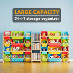 SpaceAid Large Toy Storage Organizer with 24 Bins and 3 Shelves, Toy Organizers Storage Bookshelf, Kids Bin Shelf Box Bookcas