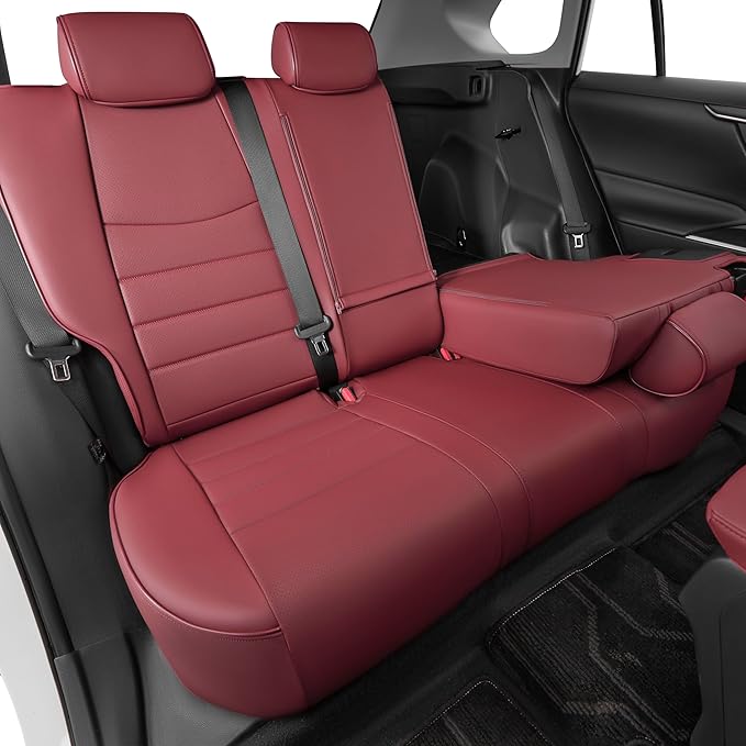HKZ Fit RAV4 Hybrid Car Seat Cover Set for 2013 2014 2015 2016 2017 2018 Toyota RAV4 Hybrid-Leather(Burgundy)