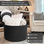 INDRESSME XXXLarge Blanket Basket 21.7" x 21.7" x 13.8" Woven Storage Baskets Soft Cotton Rope Toy Baskets Storage Kids Decor