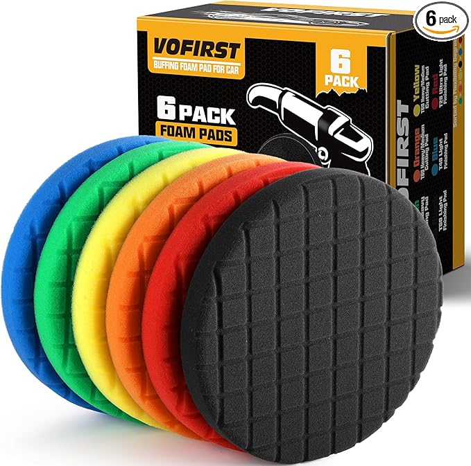 6 PCS Buffing Polishing Pads, 7 Inch Buffing Pads Compound Buffing Sponge Pads Polishing Pad Kit Buffing Pads, Car Professional Set for Buffing, Waxing, Sealing Glaze