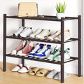 Smiry Shoe Rack, 3 Tier Bamboo Shoe Organizer, Stackable Free Standing Wooden Shoe Storage Shelf for Closet, Entryway, Front 