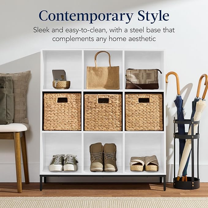 Best Choice Products 9-Cube Bookshelf, 3-Tier Wood Storage Bookcase W/Legs, 11in Shelf Opening, Cube Organizer, Living Room, 
