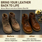 Leather Boot Care Kit – Mink Oil & Saddle Soap for Leather with Applicators & Cloths – 6-Piece Leather Shoe Care Kit for Cowb