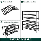 Smiry Bamboo Shoe Rack for Closet, 6 Tier Wooden Stackable Shoe Organizer, Free Standing Shoes Storage Shelf for Entryway, Fr