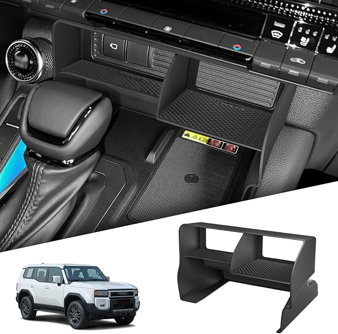 smabee Center Console Organizer for 2024 2025 2026 Toyota Land Cruiser Prado 250 Accessories Interior ABS Center Console Organizer Storage Box Tray Insert Black