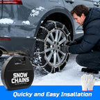 Automotive Tightening Snow Chains Tire Chains for Tire Set of 2 With Gloves Winter Accessories SUV Trucks Pickup Winter Emerg