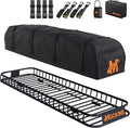 Mockins 85"x24"x4" Extendable Skinny Roof Rack Cargo Carrier w/ 20 CuFt Soft-Shell Rooftop Cargo Bag for Top of Car | 250 Lbs Cap Weatherproof Narrow Car Top Carrier Set w/Straps, Lock, & Carry Case