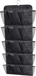 MISSLO 30 Large Pockets Dual Sided Hanging Shoe Rack for Closet Organizer with Rotating Hanger Hanging Shoe Shelves, Black
