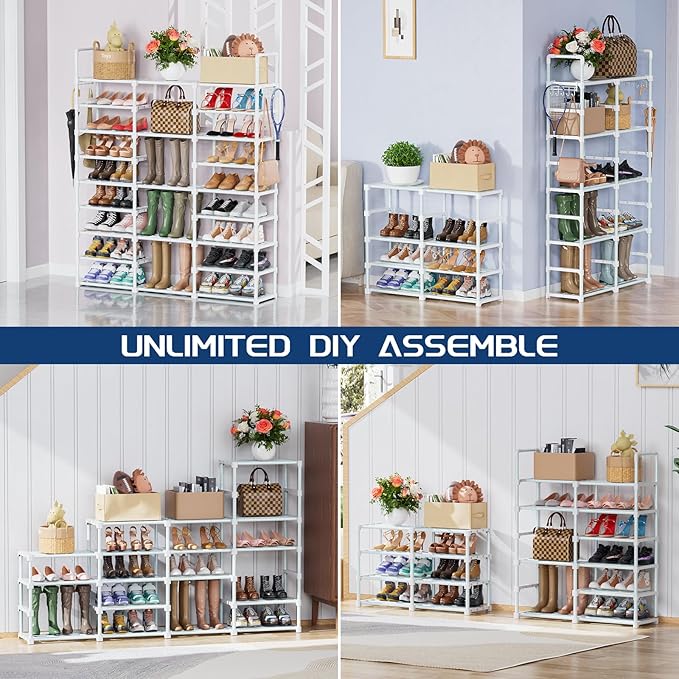 Mavivegue 9 Tiers Shoe Rack Tall Shoe Organizer Shoe Storage 50-55 Pairs Vertical Shoe Shelf Large Shoe Rack Organizer Stacka
