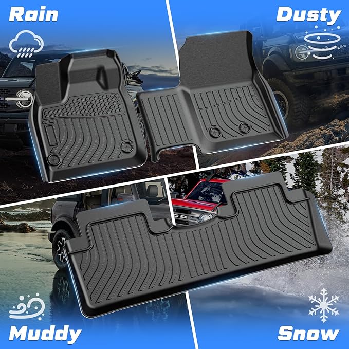 Sunsdrew Floor Mats for 2023-2026 Nissan Ariya Accessories, All Weather Floor Liners Front Rear 2 Rows Car Mats TPE Rubber Raised Edge