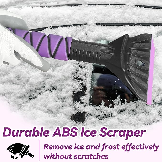 Gardzen 32" Snow Brush and Ice Scraper for Car Windshield, 2-in-1 Car Snow Brush and Ice Scraper, Extendable Snow Scraper with Brush, Snow Removal for Cars SUVs