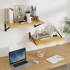 Floating Shelves, 24W x 12D Wall Shelves Set of 2, 12 Inch Deep Rustic Wood Wall Storage, Heavy Duty Metal Brackets, Large In