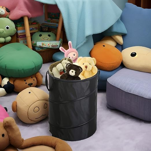Collapsible Trash can/Folding Garbage Cans,Portable Trash can,Pop Up Trash Can,for Camping Garbage Can Collapsible,Clothes and Toys Recycle bin (Black)