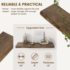 Live Edge Elm Floating Shelves for Wall Decor, Rustic Solid Wood Shevles Wall Mounted with Invisible Bracket for Living Room 