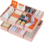 DIMJ Drawer Organizer Clothes Storage - 16 Pack Baby Dresser Organizer for Nursery, Foldable Drawer Dividers for Bedroom Clos
