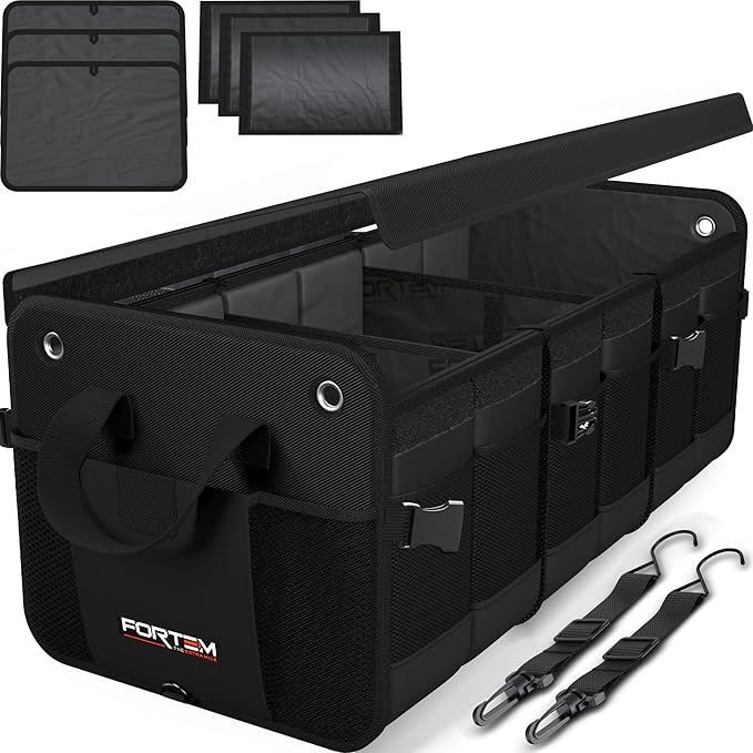 FORTEM Trunk Organizer For SUV Car Organizer and Storage, Multi-Compartment Storage Bag Car Accessories for Women Men, Perfect