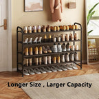 INGIORDAR Shoe Rack 4 Tier Long Storage Organizer Wide Metal Shoe Shelf for Closet Entryway Brown
