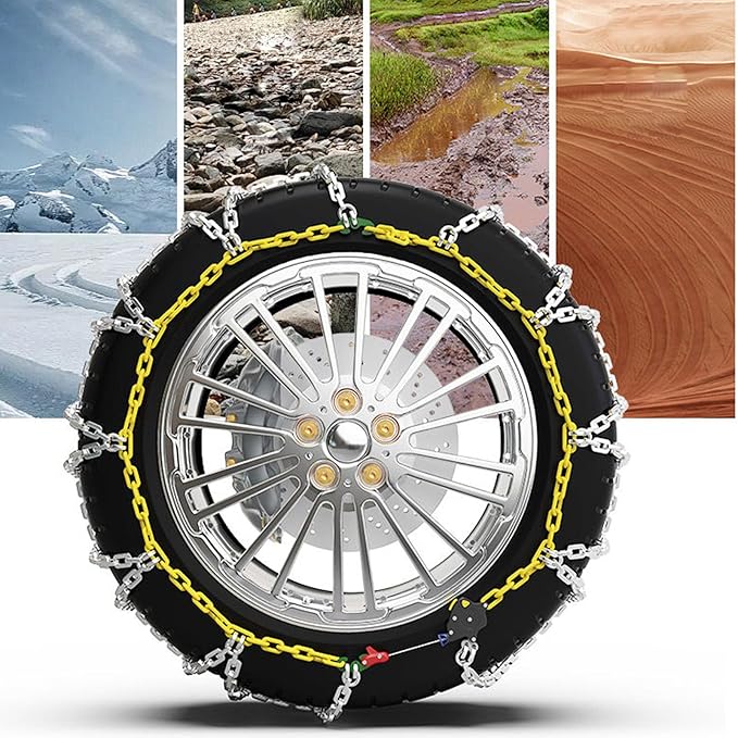 Auto Tightening Snow Chains Tire Chains For Cars Suv Pickup Trucks - Auto Tightening 1 Min Quick Fit AND Easy Installation, R