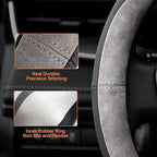 West Llama Customized Auto Car Steering Wheel Cover for Chevy Silverado 1500, 2500, 3500,14.5-15 inch (Gray - Standard Size)