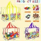 6 Color Toy Storage Bags with Labels, Reusable Clear PVC Board Game Storage, Travel Waterproof Organizer Bags with Zipper Lar