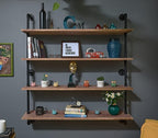 Floating Bookshelf Shelves Industrial Pipe Shelving Floating Pipe Shelf with Wood Planks 48 inch Industrial Wall Shelves Rust