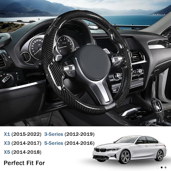 Steering Wheel Cover for BMW X3(2014-2017) X5(2014-2018) 3 Series(2012-2019) 5 Series(2014-2016) 328i 320i 330i 325i 528i 535i 530i 540i M3 2 4 6 Series X4 X6 M2 M4 M5 M6 Accessories (Glossy Black)
