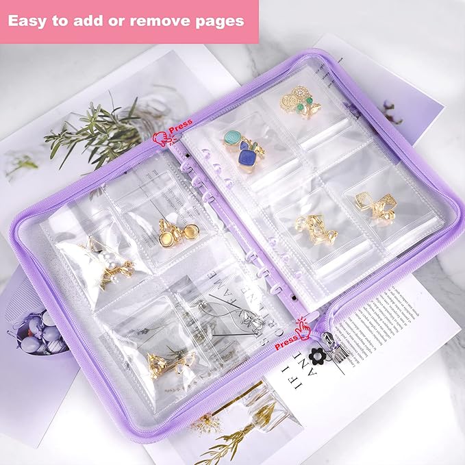 Travel Jewelry Organizer Transparent Jewelry Storage Book Set with Pocket Traveling Necklace Earring Organizer with Zipper fo