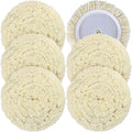 6 PCS Wool Buffing Polishing Pads - 8 Inch Natural Wool Cutting Pads with Hook and Loop Backing Compound & Polishing for Automotive Car Boats Glass Furniture Repair