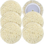 6 PCS Wool Buffing Polishing Pads - 8 Inch Natural Wool Cutting Pads with Hook and Loop Backing Compound & Polishing for Automotive Car Boats Glass Furniture Repair