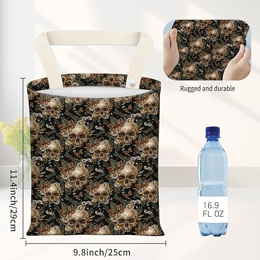 Car Garbage Can, Seat Back Hanging Cute Car Trash Can Bag, Car Organizer and Storage Bag for Travelling, Outdoor Vintage Floral Butterfly Skull