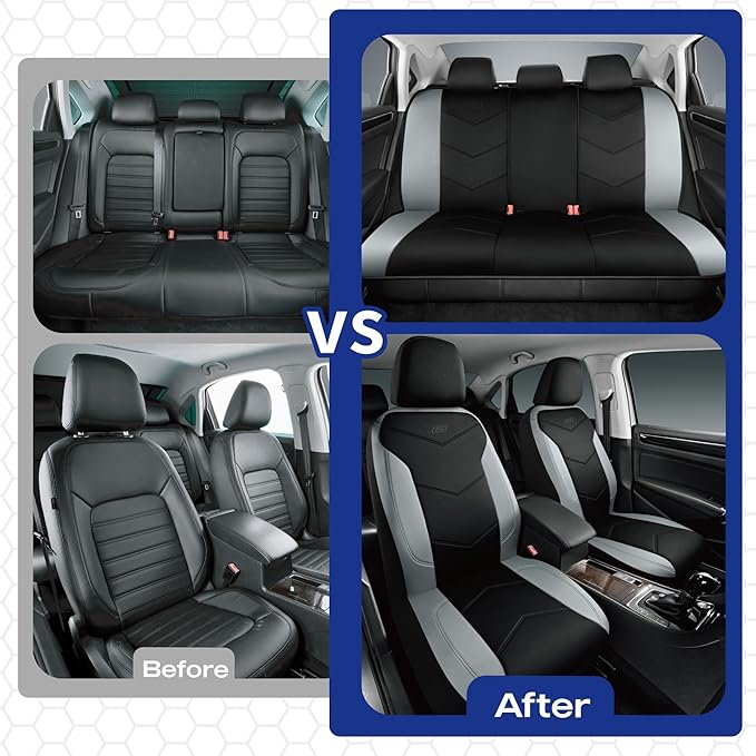 Skechers Memory Foam Seat Covers,Leather Car Seat Covers, Ultimate Comfort & Support Seat CoversFull Sets,Airbag Compatible, 