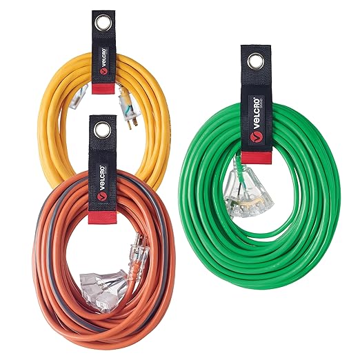 VELCRO Brand Easy Hang Extension Cord Holder Organizer Variety Pack | Holds 60-100lbs, Heavy Duty Straps Fit Easily on Hooks 