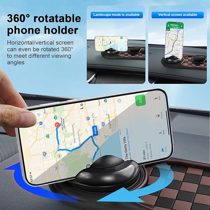 Multifunction Car Anti-Slip Mat,360° Rotatable Multifunctional Car Dashboard Mobile Phone Holder with Temporary Parking Numbe