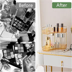 Corner Bathroom Counter Organizer Bathroom Countertop Shelf Makeup Organizer for Vanity Perfume Tray for Corner Storage (2 Ti