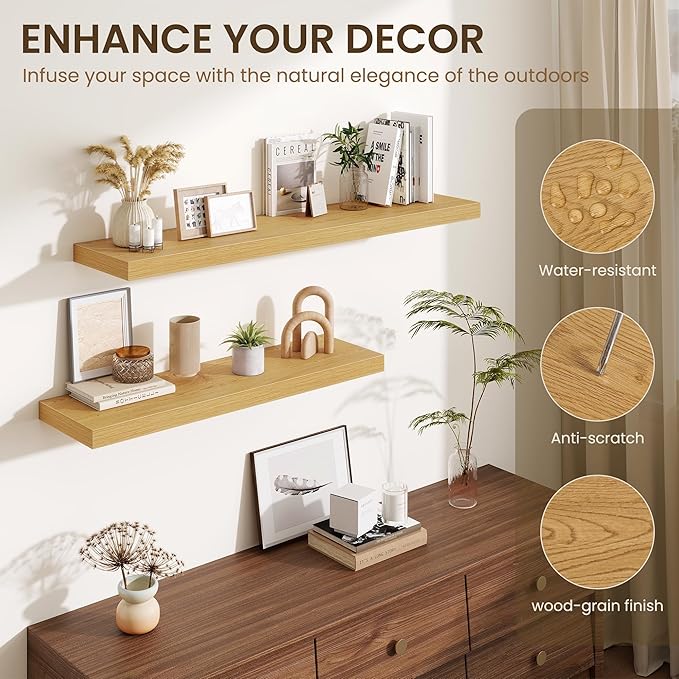 Fun Memories Floating Shelves for Wall - 10 x 16 Floating Shelf - Rustic Wood Storage Shelf - Wall Shelves with Invisible Bra