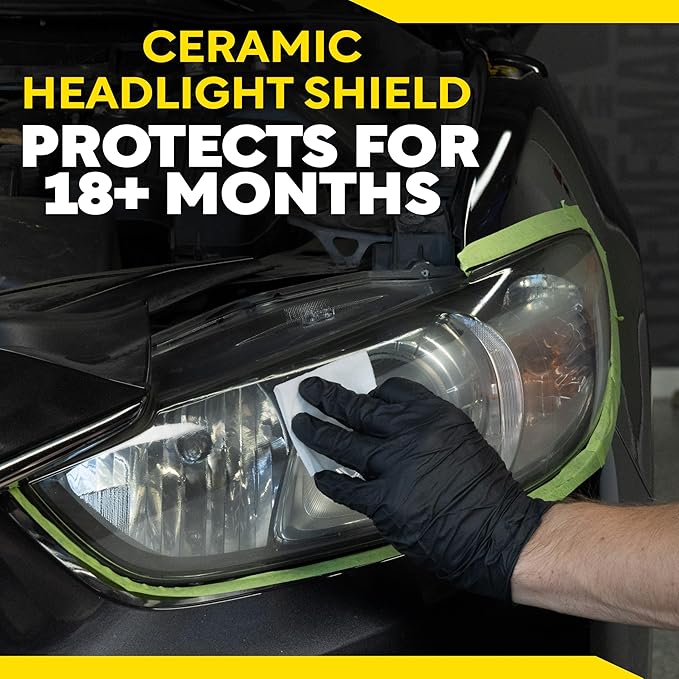 Meguiar's Heavy Duty Headlight Kit,This Headlight Restoration Kit Includes Headlight Cleaner, Ceramic Protection, Drill Backi