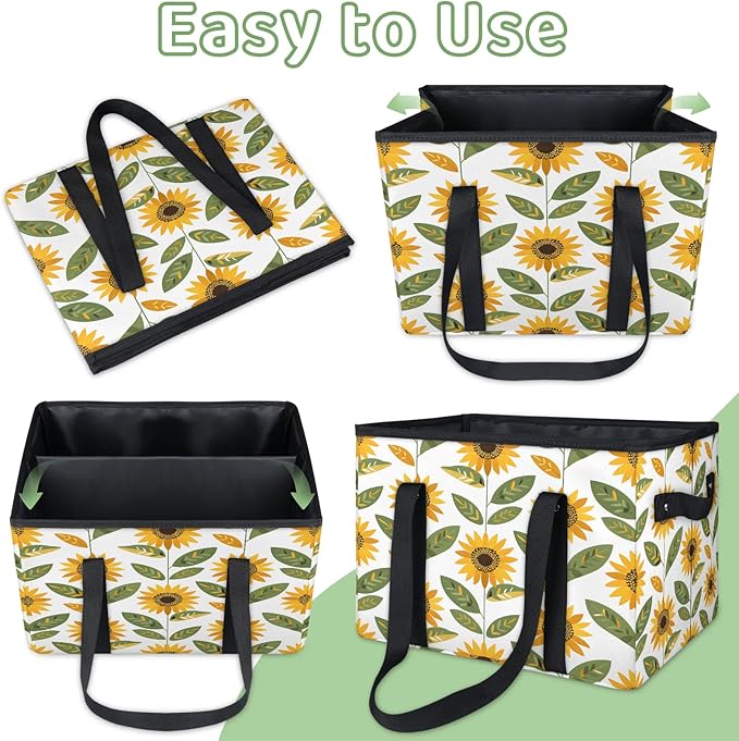 Reusable Grocery Bag, Foldable Large Shopping Tote Bag for Groceries Kitchen Picnic Car Trunk