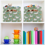 xigua Cartoon Goose Storage Basket Collapsible Storage Bins Waterproof Canvas Storage Basket with Leather Handles for Home Cl