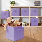 Casafield Set of 6 Collapsible Fabric Cube Storage Bins, Lavender - 11" Foldable Cloth Baskets for Shelves, Cubby Organizers 