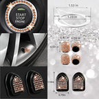 NBTEPEM 30 Pcs Bling Car Accessories Set for Women, Steering Wheel Cover Set, Bling Console Cover, Seat Belt Cushion, Shift Knob Cushion, Cup Coaster, Rhinestone Car Hanging Accessories (Champagne)