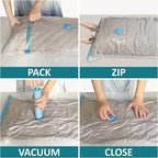 MattEasy Space Saver Vacuum Storage Bags, 6 Pack Jumbo Space Saver Bags with Pump, Storage Vacuum Sealed Bags for Clothes, Co