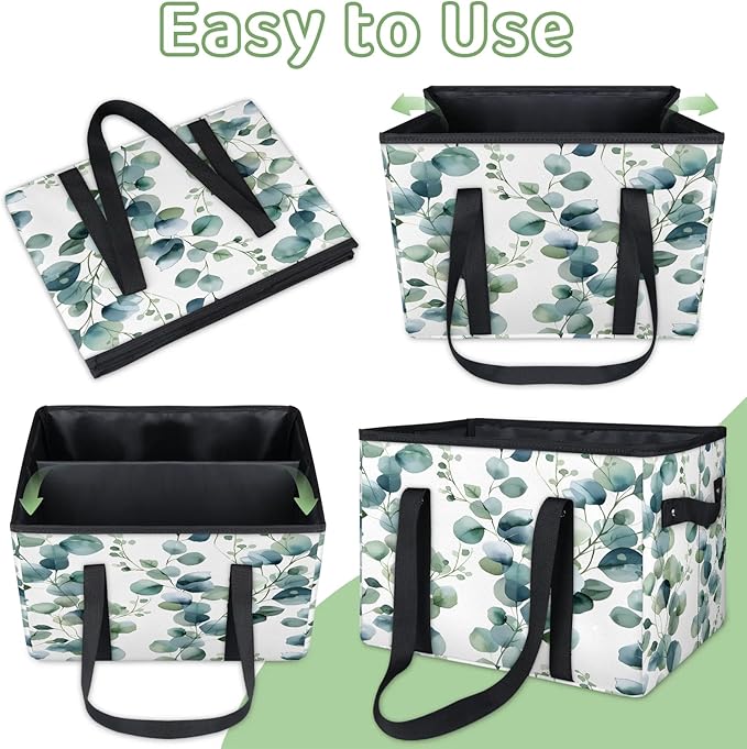 Reusable Grocery Bag, Foldable Large Shopping Tote Bag for Groceries Kitchen Picnic Car Trunk