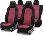 FH Group Full Set Car Seat Covers Classic Cloth Universal Fit Burgundy Seat Covers,Washable High Back Combo Small Car Seat Co