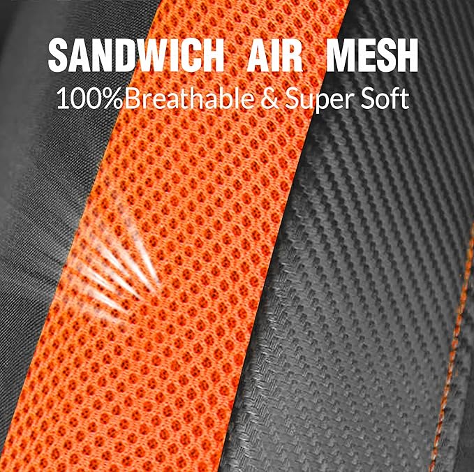 PIC AUTO High Back Front Car Seat Covers - Sports Carbon Fiber Mesh Design, Two Front Set, Airbag Compatible, Universal Fit f