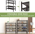 ROMGUAR CRAFT 4 Tier (Thick) Bamboo Shoe Rack for Closet Free Standing Wood Shoe Shelf for Entryway Small Space Stackable 27"