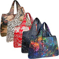 allydrew Large Foldable Tote Nylon Reusable Grocery Bags, 5 Pack