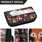 Car Tissue Holder Car Visor Organizer Tissue Box Holder for Car Sun Visor Organizer with Car Vehicle Accessories Essentials Interior for Women Men Valentines Fox Bunny Hearts Black