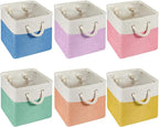 Geiserailie 6 Pcs 11 x 11 Inch Cube Storage Bins Fabric Storage Organizer Bins Foldable Cube Baskets with Sturdy Carry Handle